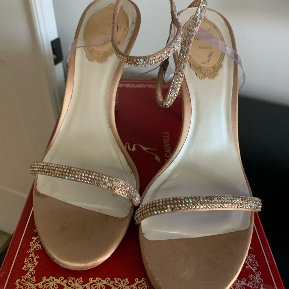 Rene Caovilla Gold Rhinestone Heels